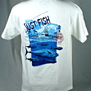 New Just Fish World Class Tuna Fishing White M Pocket T-shirt Vintage